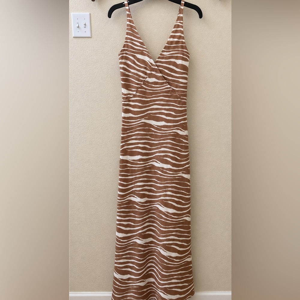 A New Day Brown and Cream Zebra Midi Dress